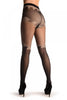 Black Opaque Faux Stockings & Top With Lace Trim