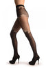 Black Opaque Faux Stockings & Top With Lace Trim