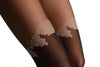 Black Opaque Faux Stockings & Top With Lace Trim