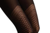 Black With Woven Geometrical Faux Stockings