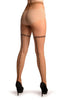 Beige With Large Woven Mesh & Seam Faux Stockings