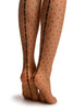 Beige With Large Woven Mesh & Seam Faux Stockings