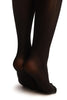 Black Opaque Faux Stockings With White Flowers