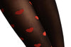 Ole Leg Black & One Leg With Woven Red Hearts
