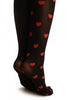 Ole Leg Black & One Leg With Woven Red Hearts