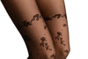 Black With Small Roses Faux Stockings