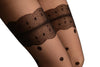 Black With Polka Dots & Lace Garter Faux Stockigns