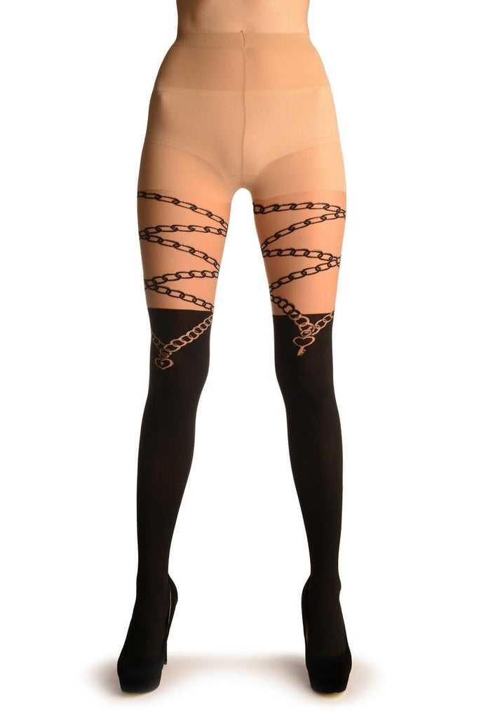 LissKiss Black With Floral Lace Panties - Pantyhose (Tights) at