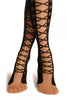 Black With Faux Lace Up Stockings