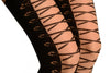 Black With Faux Lace Up Stockings