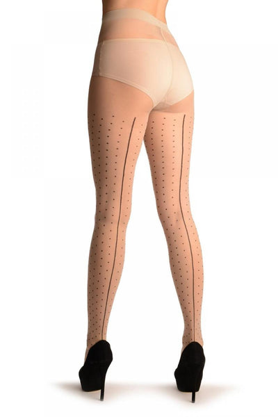 Beige With Black Seam & Small Polka Dots