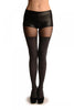 Grey Opaque Faux Stockings With Black Top Tights