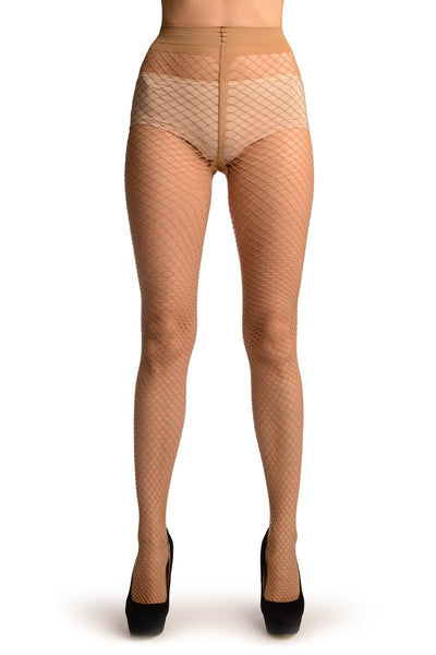 Beige Medium Mesh Luxury Fishnet Tights