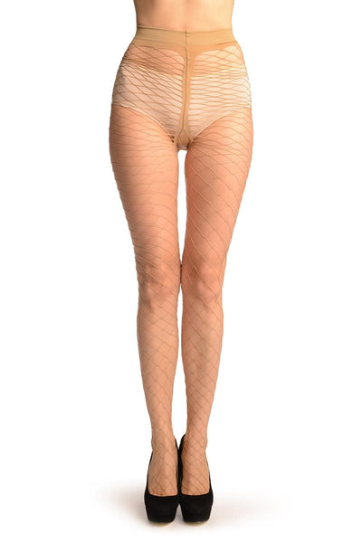 Beige Large Mesh Luxury Fishnet Tights