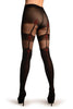 Black With Faux Suspenders And Red Seam Stockings