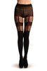 Black With Faux Suspenders And Red Seam Stockings