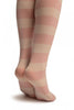 White & Pink Stripes And Smiling Bunnies Faux Stocking