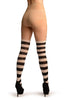 White & Black Stripes And Smiling Bunnies Faux Stocking