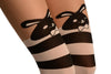 White & Black Stripes And Smiling Bunnies Faux Stocking