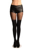 Black Faux Stockings With Sheer Spotty Top Tights