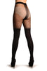 Black Faux Stockings With Sheer Spotty Top Tights