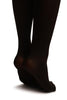 Black Opaque Faux Stockings With Heart And Sheer Top Tights