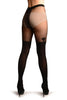 Black Opaque Faux Stockings With Heart And Sheer Top Tights