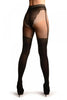 Black Faux Stockings With Suspenders & Sheer Top Tights