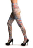Camden Collage On White Printed Tights