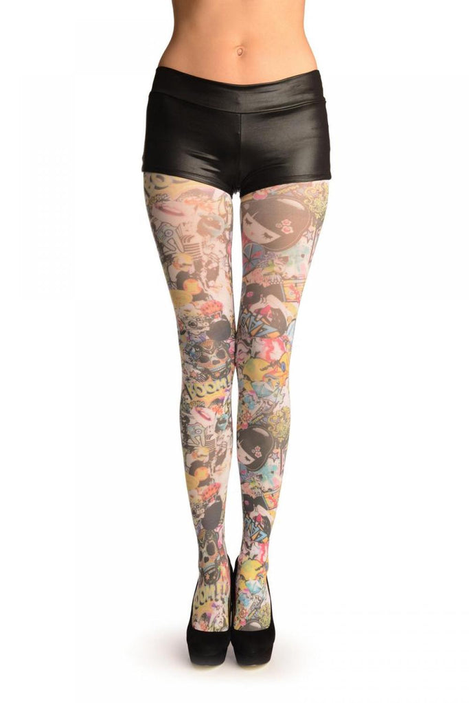 Floral Footless Tights Japan for Women
