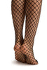 Black With Silver Lurex Luxurious Maxi Mesh Fishnet Tights