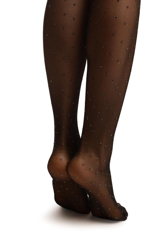 LissKiss Black With Transparent Diamond Mesh - Tights at