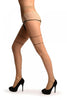 Beige With Black Seam, Polka Dot and Leaves Panty Tights