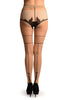 Beige With Black Seam, Polka Dot and Leaves Panty Tights
