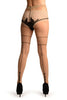 Beige With Black Seam, Polka Dot and Leaves Panty Tights