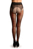 Black Crotchless With Floral Seam &Silicon Lace Top Tights