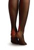 Black Crotchless With Floral Seam &Silicon Lace Top Tights
